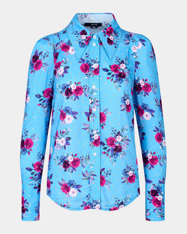 Floral-Printed Box Pleat Shirt